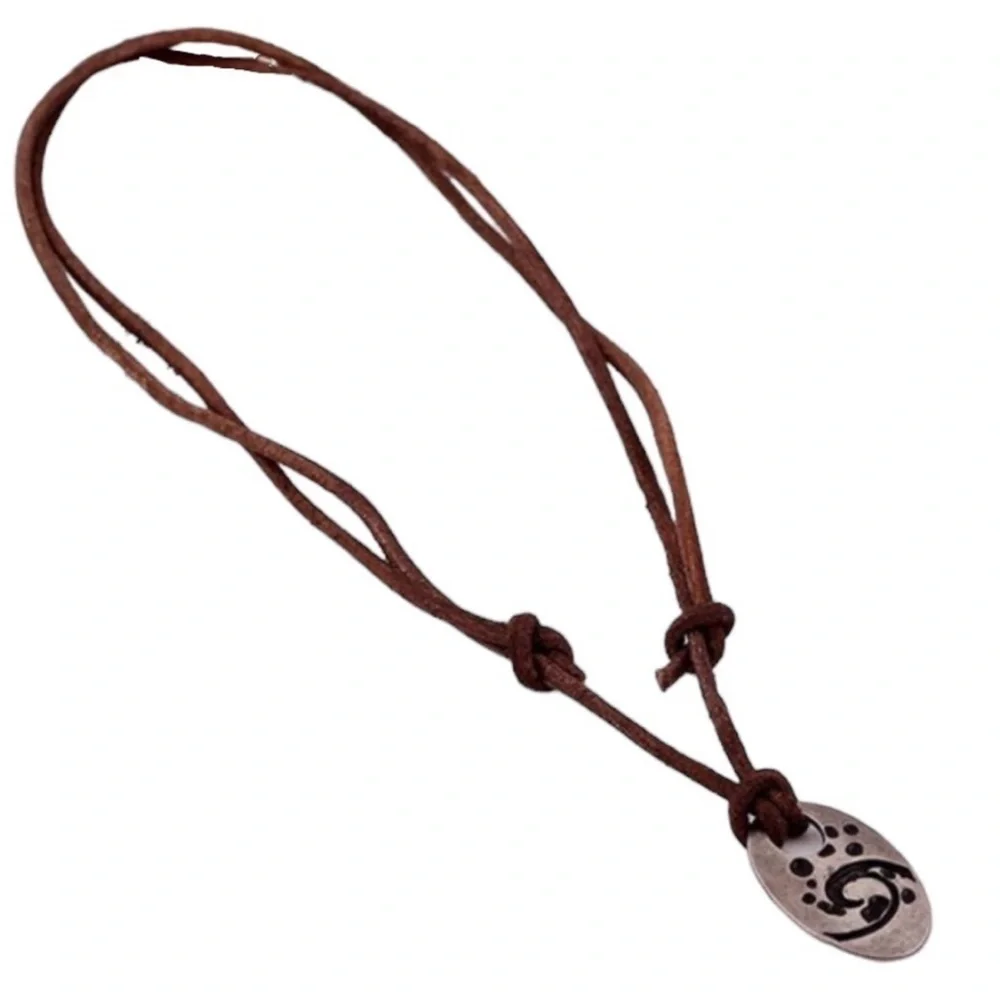 Ocean Wave Pendant Adjustable Length Leather Necklace Brand New
